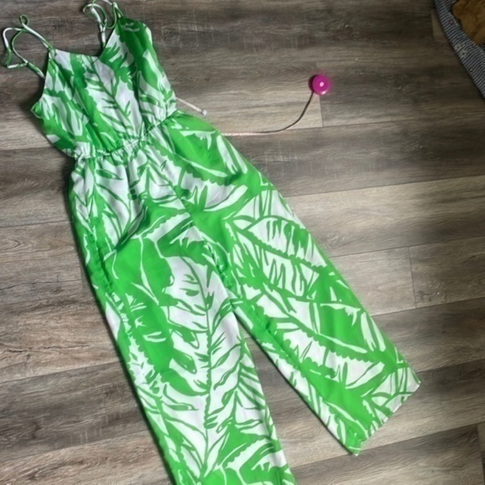 Lilly Pulitzer jumpsuit pant suit vibrant green and white size XS